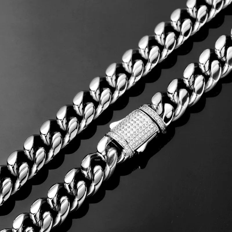 Zhejiang Stainless Steel Cuban Link Chain Zircon Box Lock
