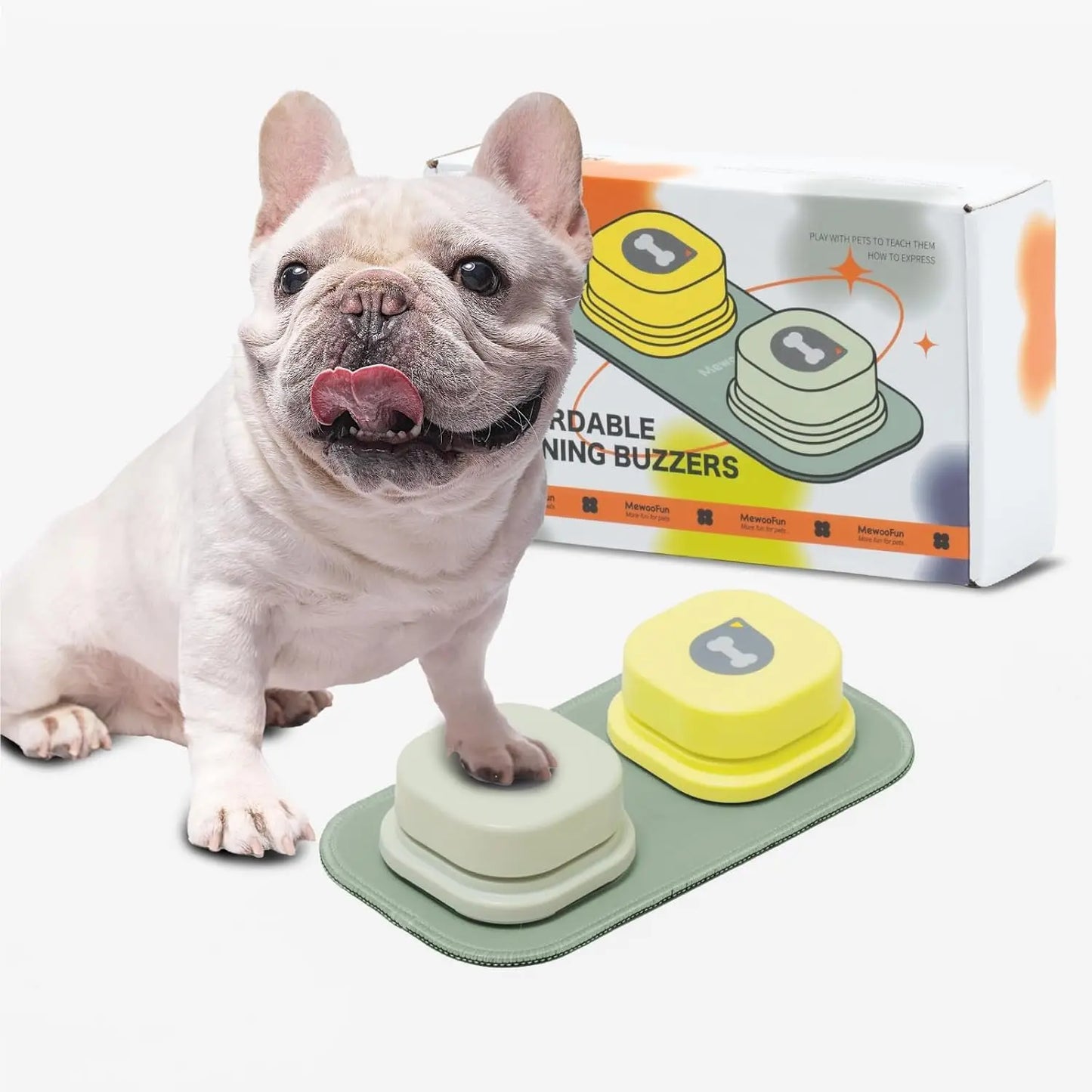 MEWOOFUN Canine Talking Buttons With Rubber Mat Recordable Communication SystemForTraining