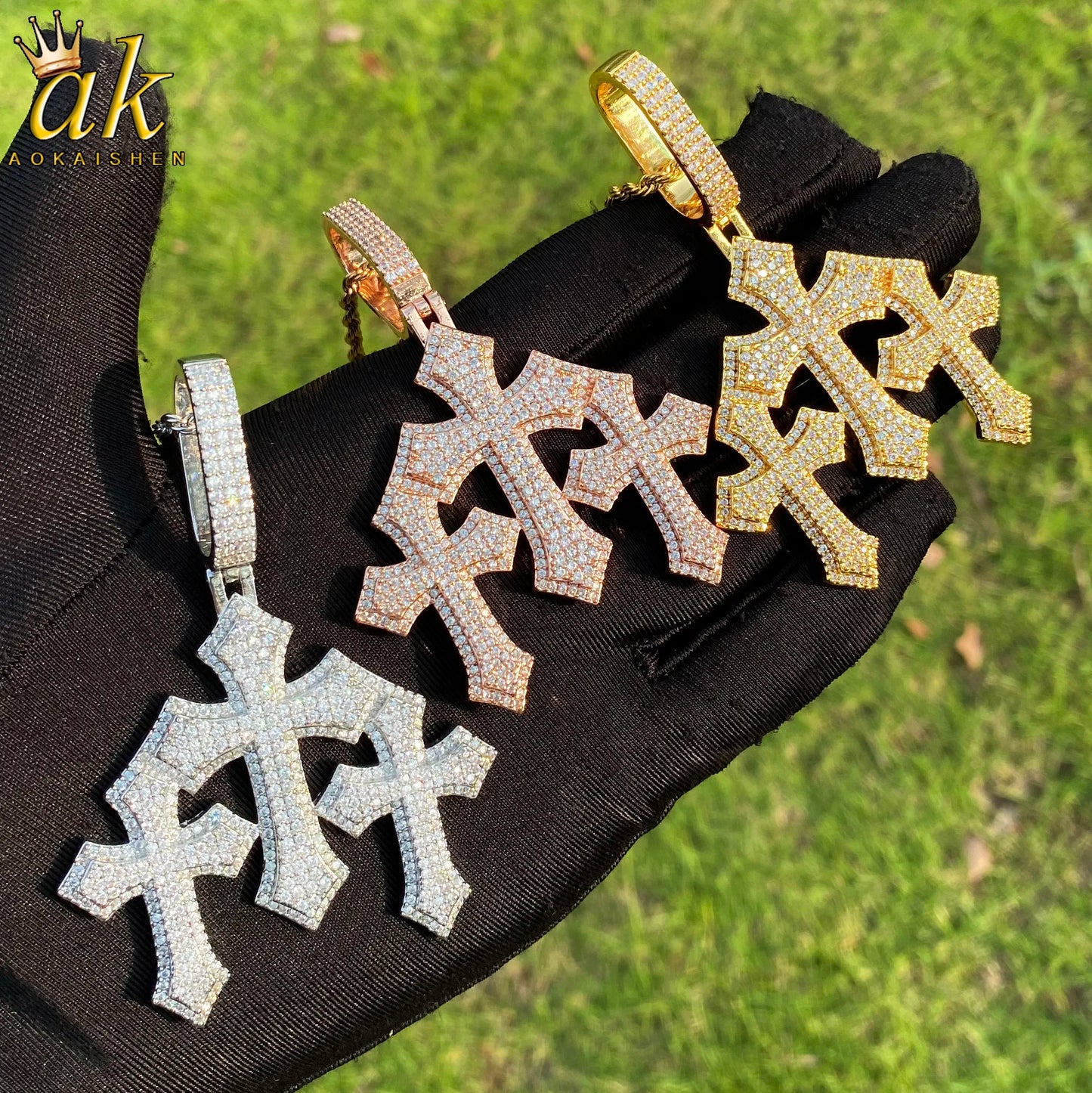 Aokaishen Iced Out Cross Necklace for Women Fashion Jewelry