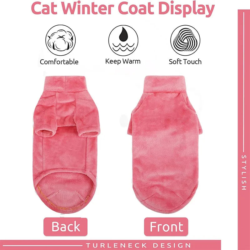 Sphynx Cat Luxurious Thermal Fleece Turtleneck Coat Winterwear Chihuahua Clothing