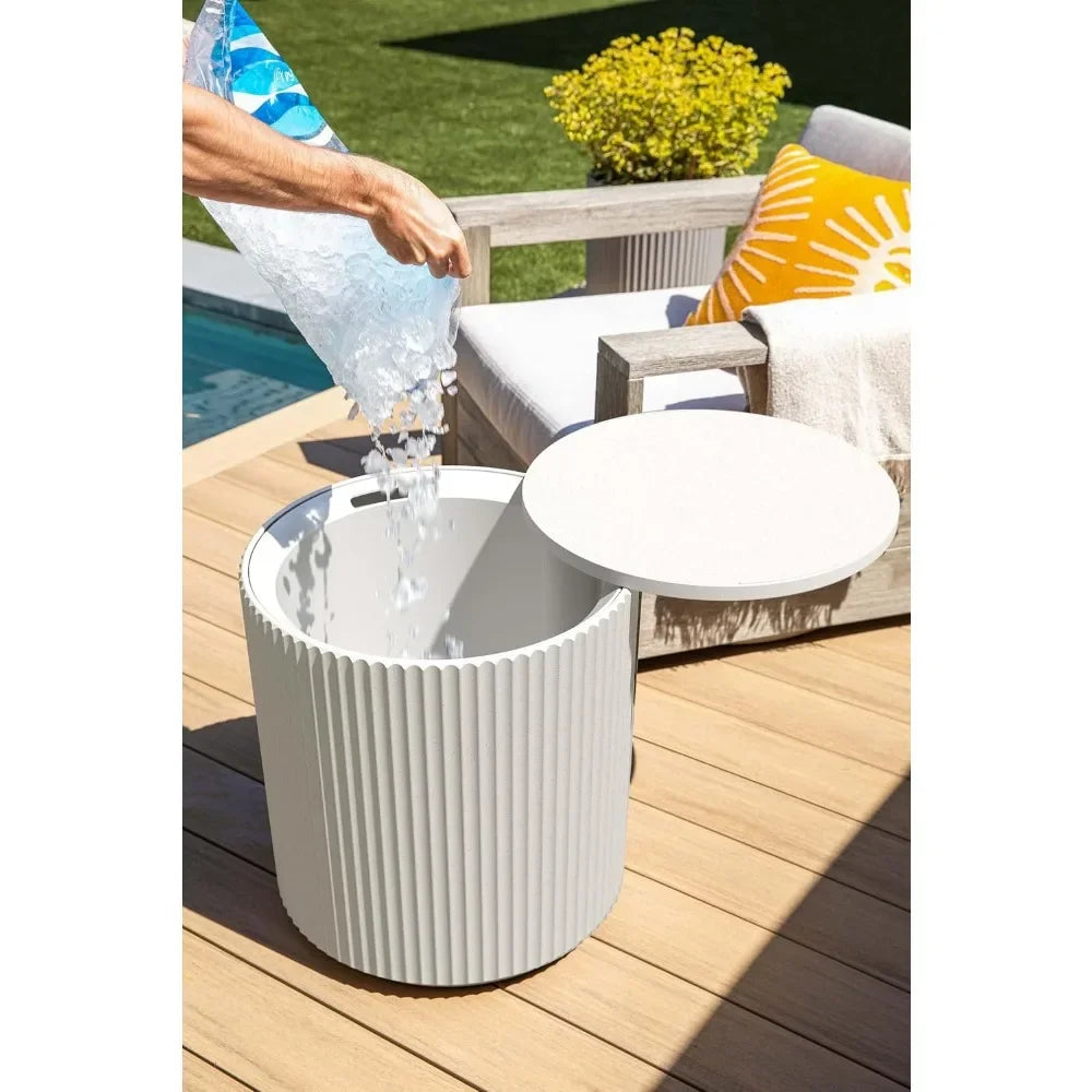 Outdoor Cooler Side Table - 2 in 1 - Designed for use as Side Table, Patio Table, Patio Decor and Outdoor Bar