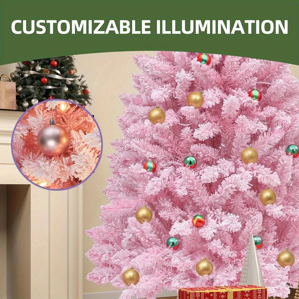 Pre-Lit Artificial Christmas Tree Flocked Spruce 400 PVC Tips 200 Lights