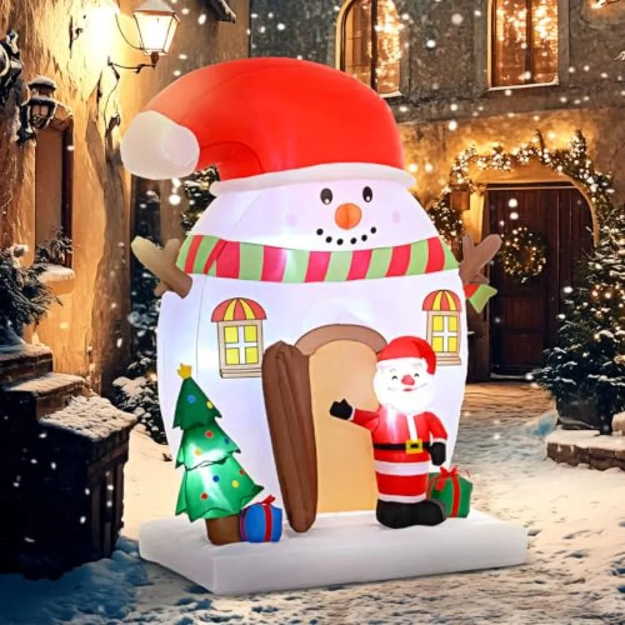 Hign-concerned Christmas Inflatable Snowman Decor With Santa Tree