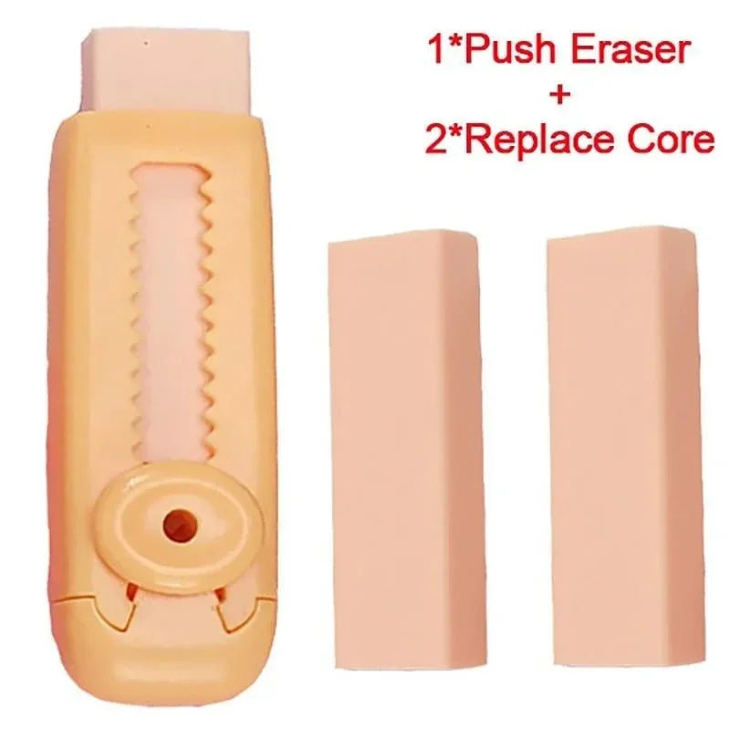 Pustell Push Pull Eraser Set With Refills For Office