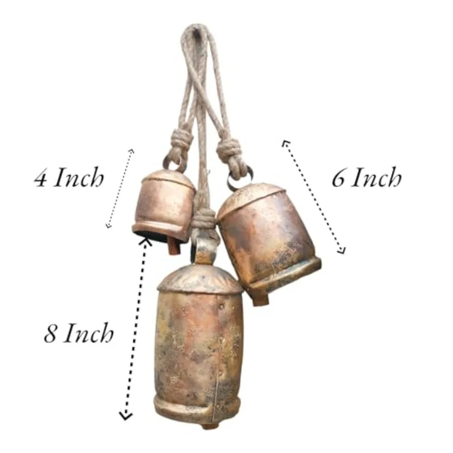 Set Of 3 Metal Christmas Bells For Indoor Outdoor Decoration