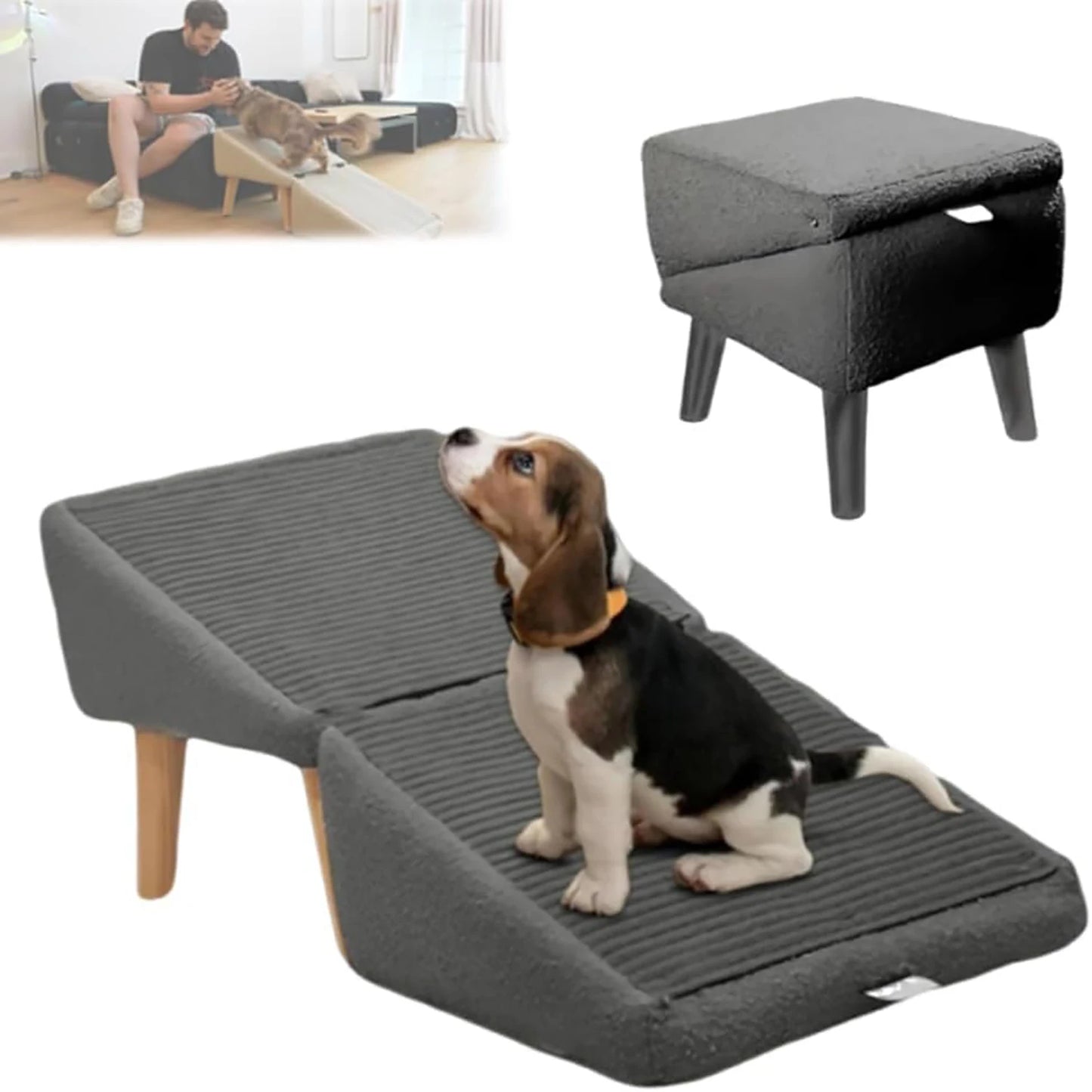 Dog Door Split Ottoman Ramp Ergonomically Multifunction Folding Pet StaircaseProMax