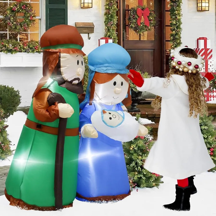 Hign Concerned Christmas Inflatable Nativity Scene With LED Lights