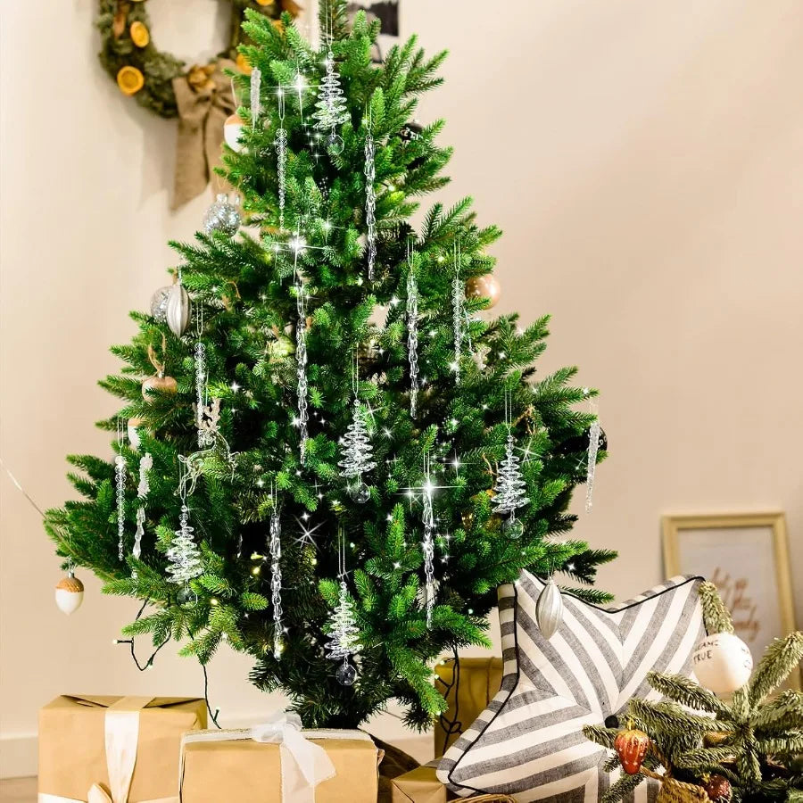 Crystal Icicle Ornaments 24 Piece Clear Chandelier Pendants