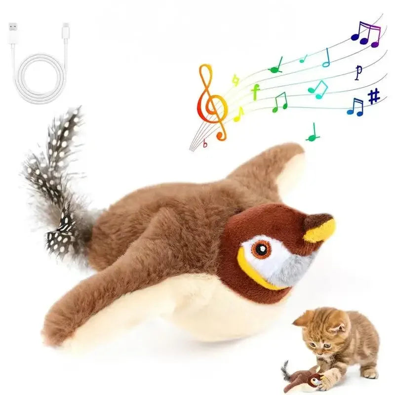 RechargeablePremium Hyperrealistic Flapping Bird Cat Toy With Catnip PlushPlus Toys