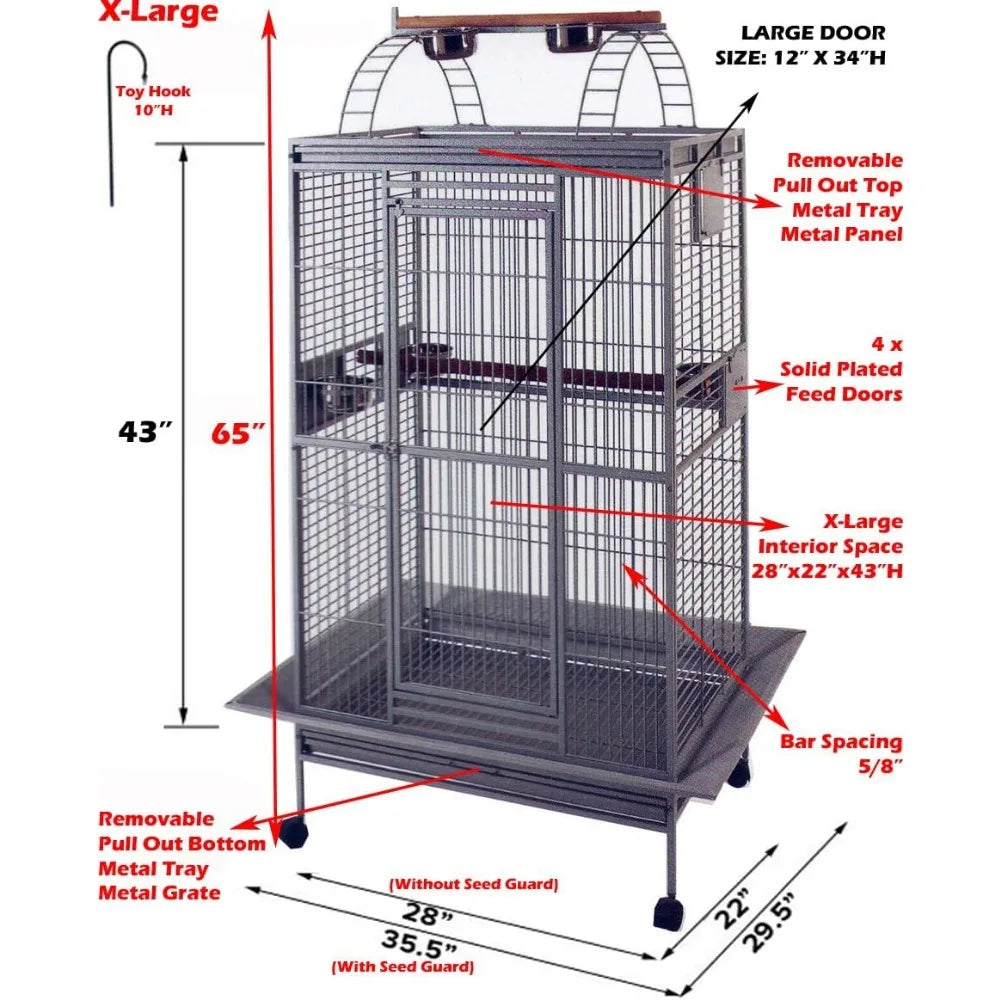 IndustrialGrade Wrought Iron Bird EnclosureSystem For Parrots Finches Cockatoos Rolling