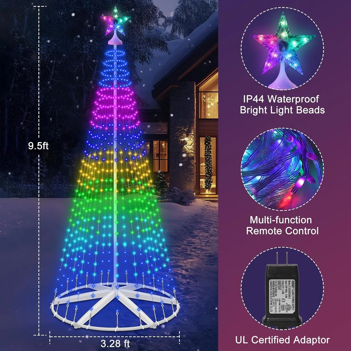 XMSJ Lighted Outdoor Christmas Tree Smart App Control Music Sync