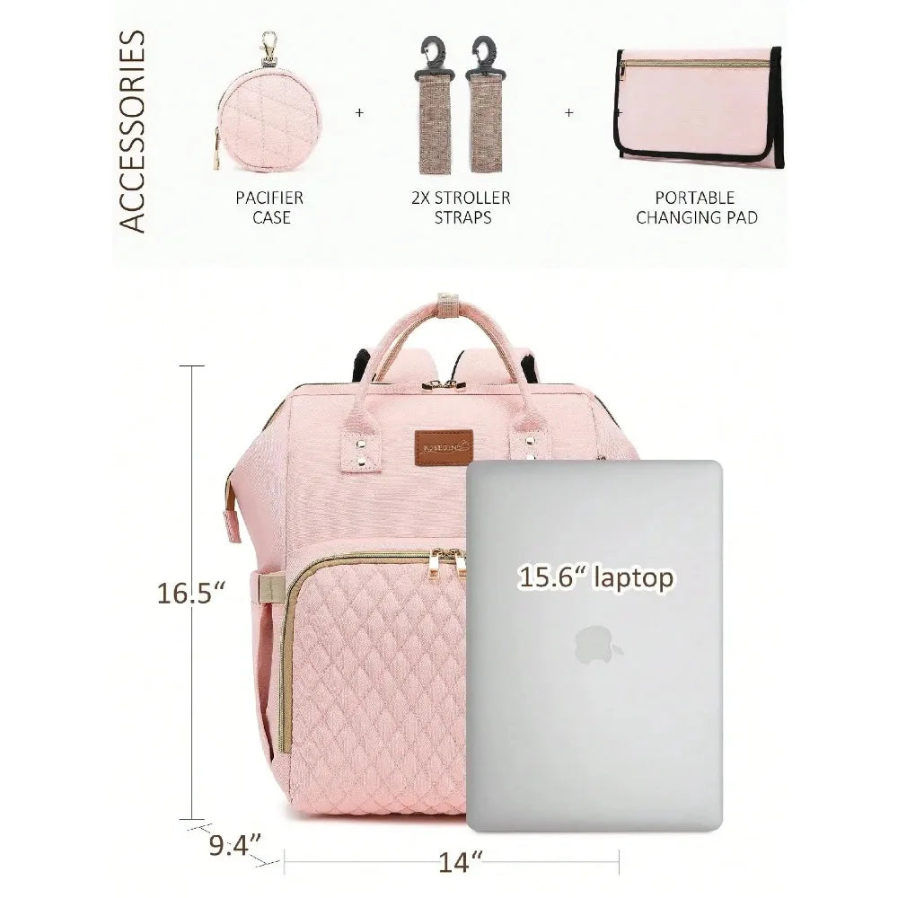 Diaper Backpack Traveling Organizer With Weatherproof Changing Pad Pacifier Case