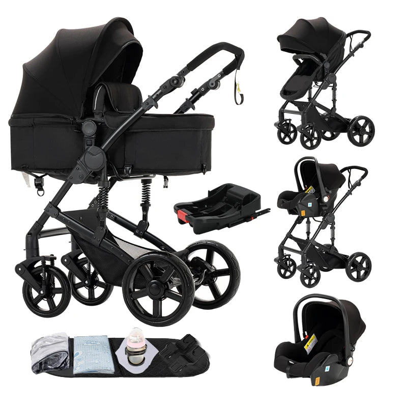 Compact Baby Stroller 4 in 1 with ISOFIX Baby Travel System Multifunctional Baby Pram for Toddlers Buggy Travel Pram Baby Items