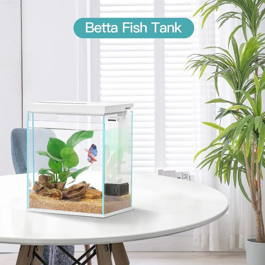 Hign-concerned UltraPremiumAllinOne Glass Betta Tank SelfCleaning System WithBuiltinHeater LEDLighting Kit