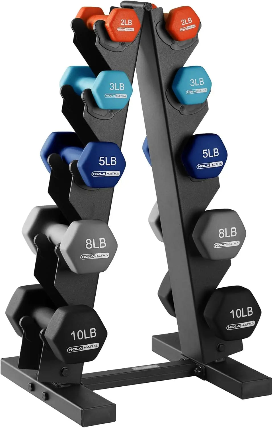 Neoprene Dumbbell Free Hand Weight Set with Rack