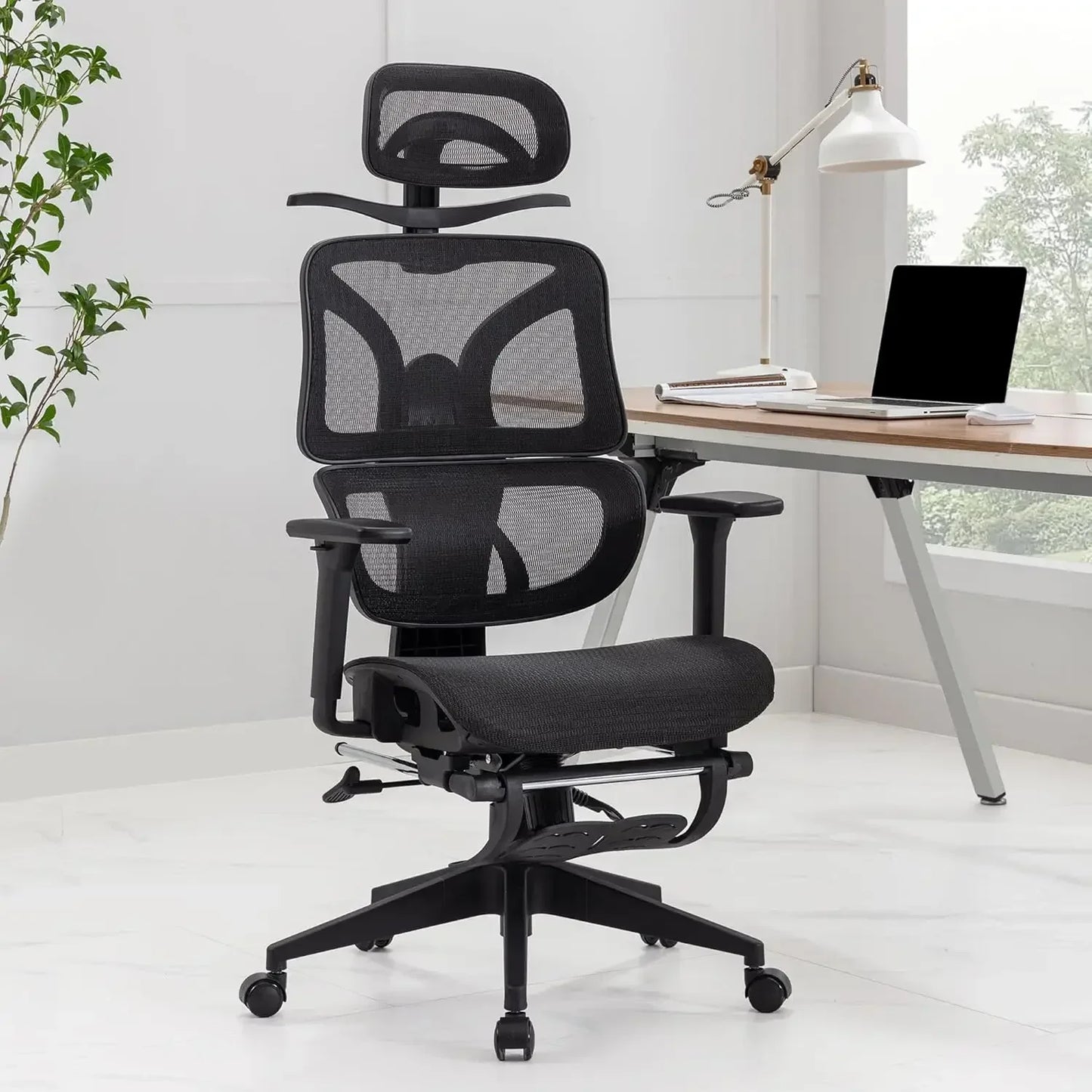 XMSJ Swivel Ergonomic High Back Mesh Office Chair Footrest
