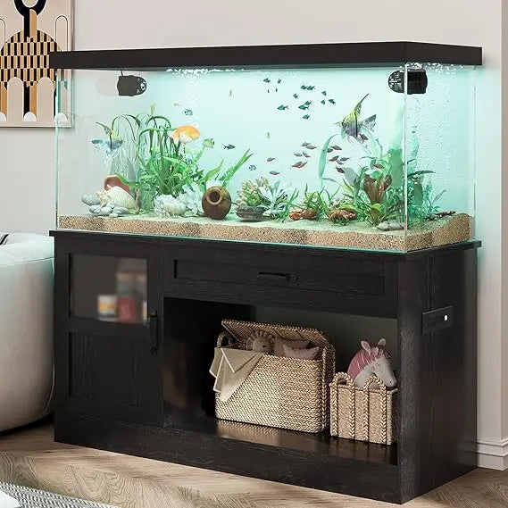 55 Gallon Fish Tank Stand, Fish Tank with Stand 55-75 Gallon, Aquarium Stand 55 Gallon with Drawer, Reptile Tank Stand with Powe