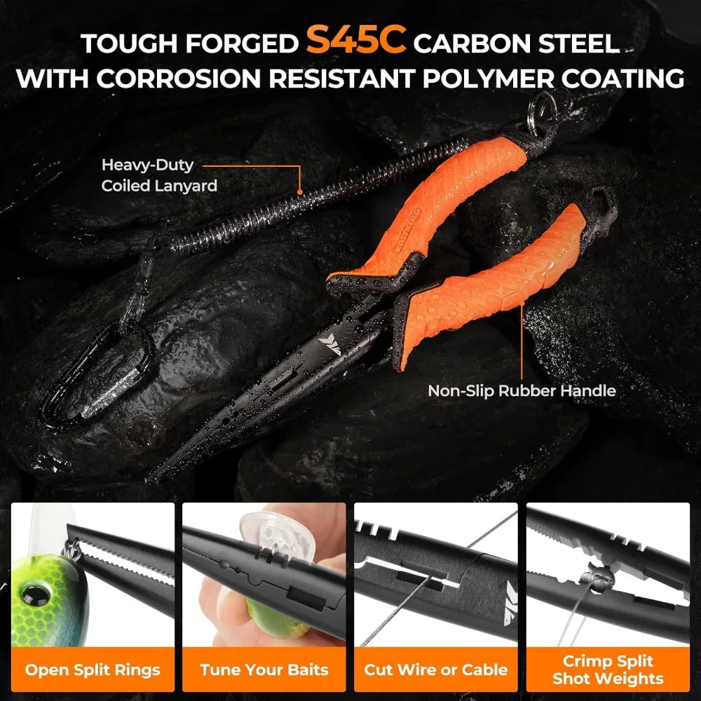 Hign-concerned KastKing SteelStream Eight Piece Fishing Tool Kit Includes Pliers