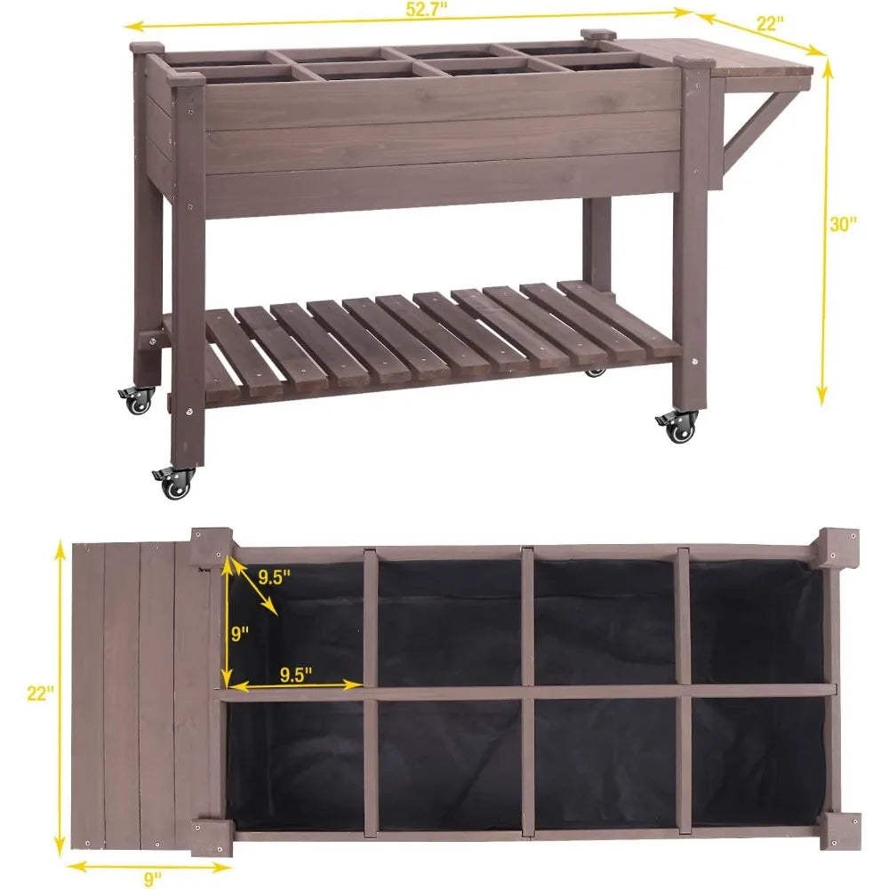 Aivituvin Raised Garden Bed, Elevated Wood Planter Box with Legs Stand for Backyard, Patio, Balcony w/Bed Liner, for Vegetables