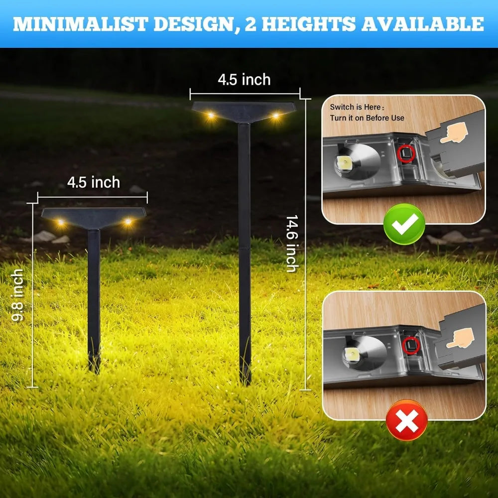 Waterproof Solar Garden Decorative Landscape Lighting for Path, Lawn, Walkway, Driveway, Backyard Decor - Warm White