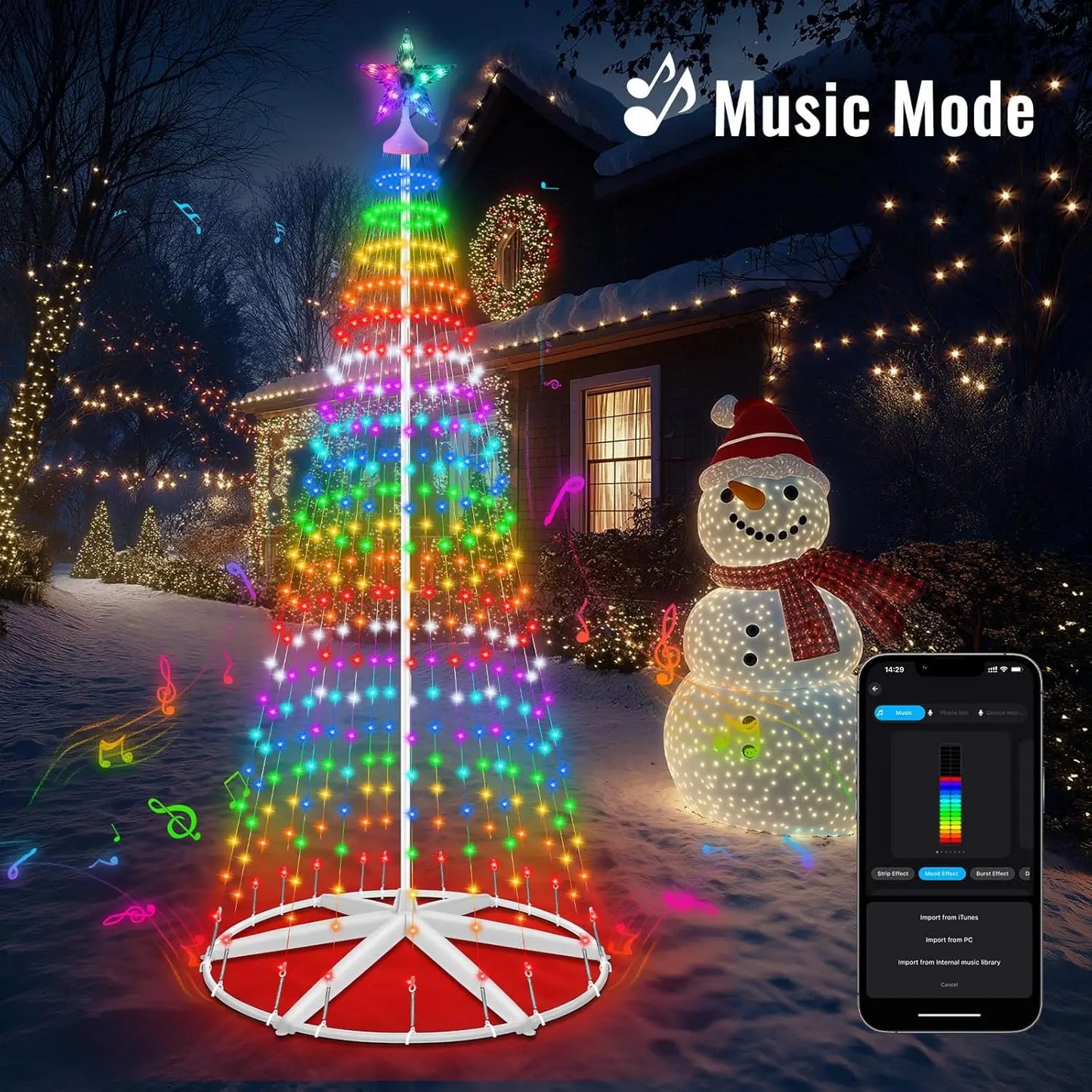 XMSJ Lighted Outdoor Christmas Tree Smart App Control Music Sync