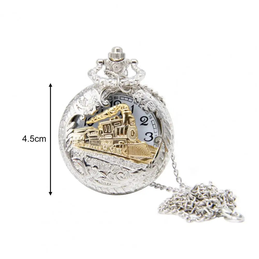 Case Pocket Watch Locomotive Quartz Movement Necklace Chain
