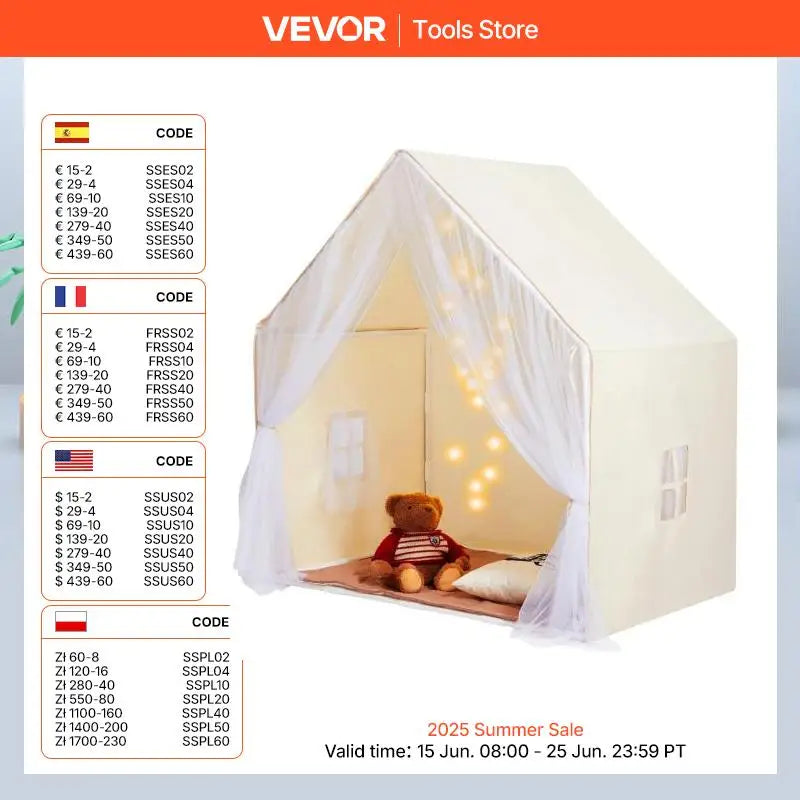 SucceBuy Kids Play Tent with Mat and Lamp for Ages 1 to 5 Years