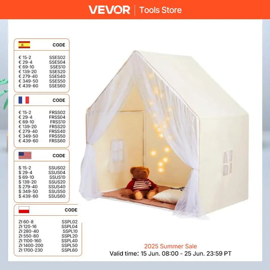 SucceBuy Kids Play Tent with Mat and Lamp for Ages 1 to 5 Years