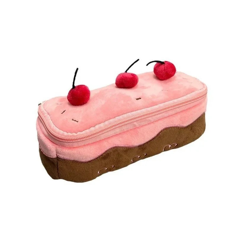 Hign-concerned Kawaii Plush Pencil Case Cherry Cake Design