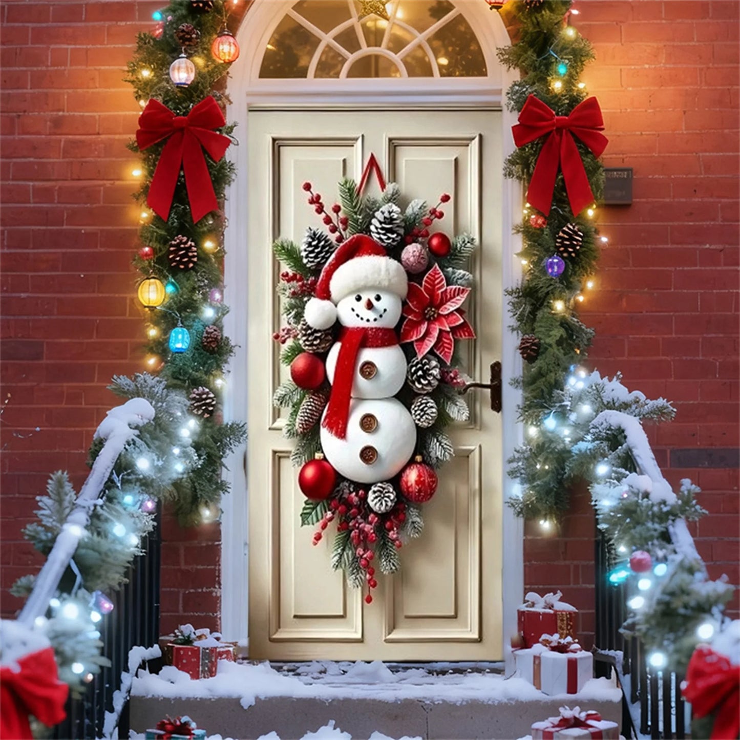 Festive Santa Claus Christmas Door Cover for Front Door Decor