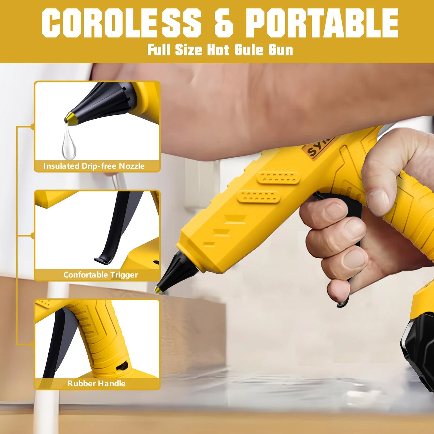 Cordless DEWALT 18V Battery Hot Melt Glue Gun For Repair