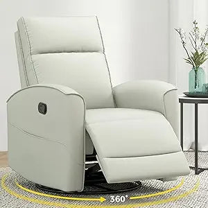 Rocking Swivel Faux Leather Recliner Chair Glider Nursery