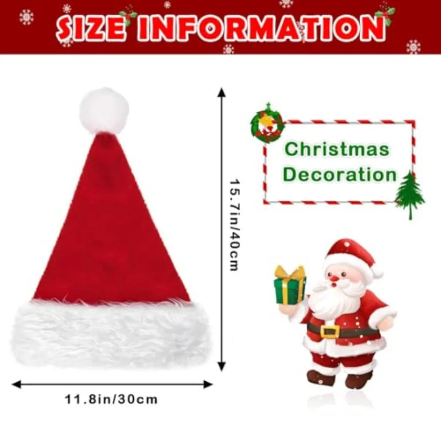 Fluffy Plush Santa Hats For Christmas Party Decor Women Men