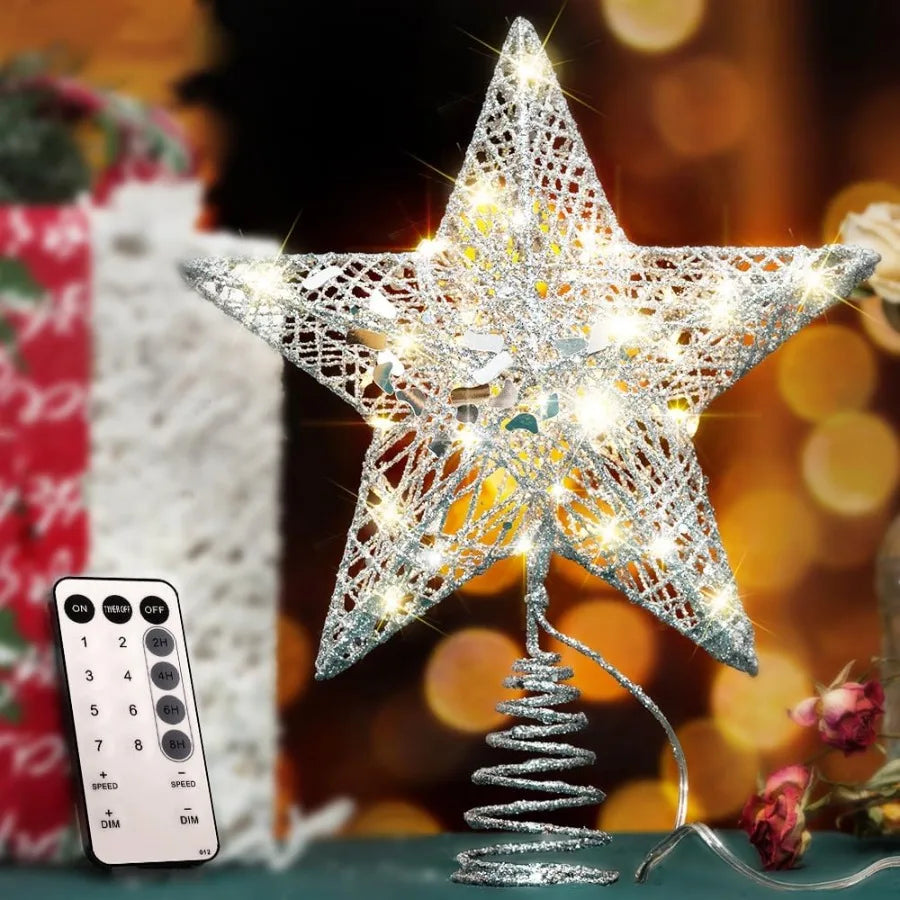 Electronic Christmas Tree Topper Star With 40 LED Remote Control