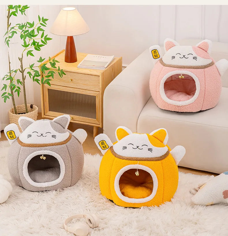 Zhejiang Lucky Fortune Cat Pet Bed Fleece Round Warm