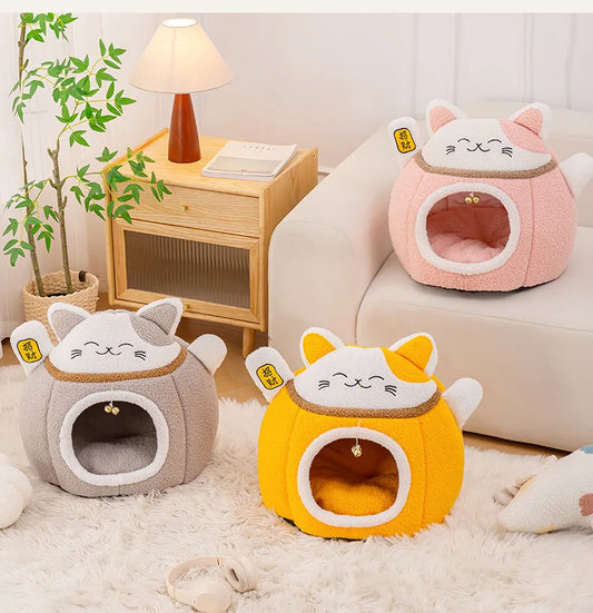 Zhejiang Lucky Fortune Cat Pet Bed Fleece Round Warm