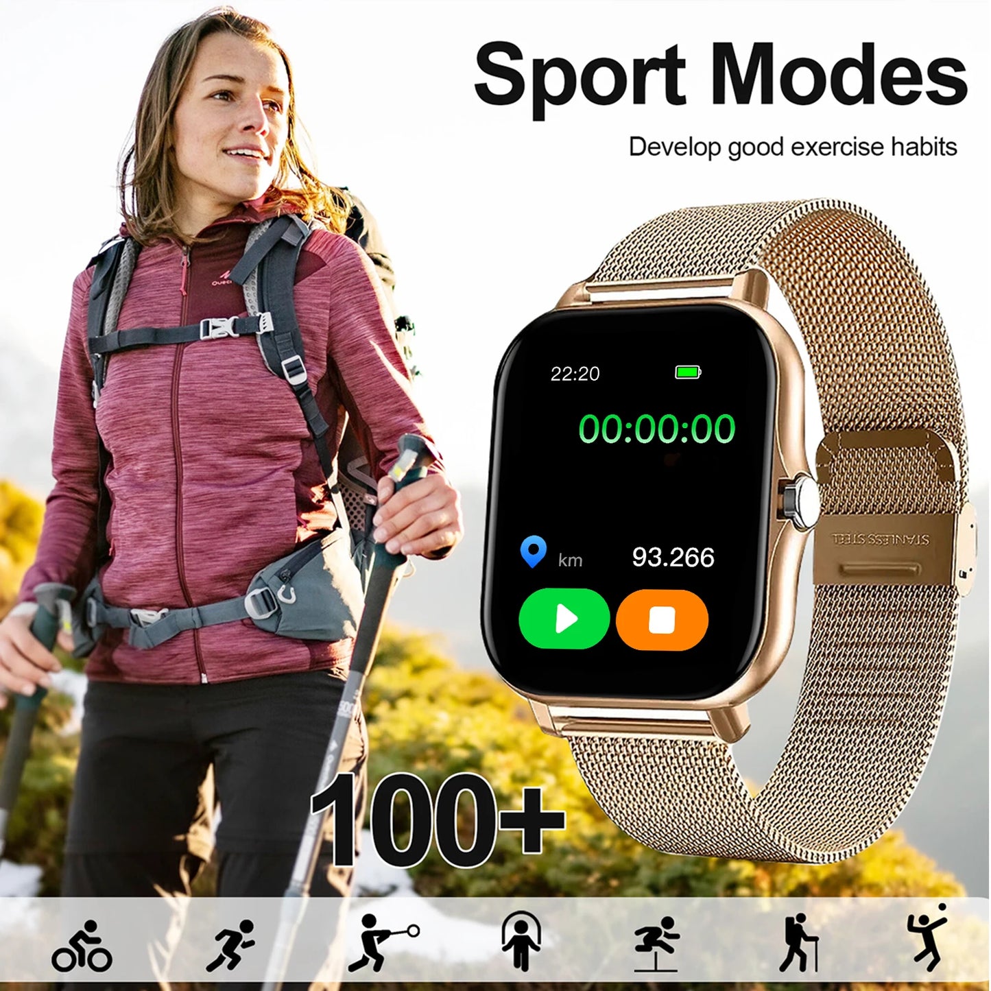 LOMAXFR Smartwatch Multi Sport Mode Call and Message Alerts