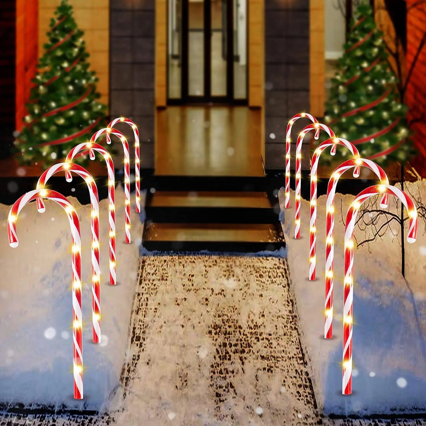 Joyfy Candy Cane Pathway Lights Set of 12 for Holidays