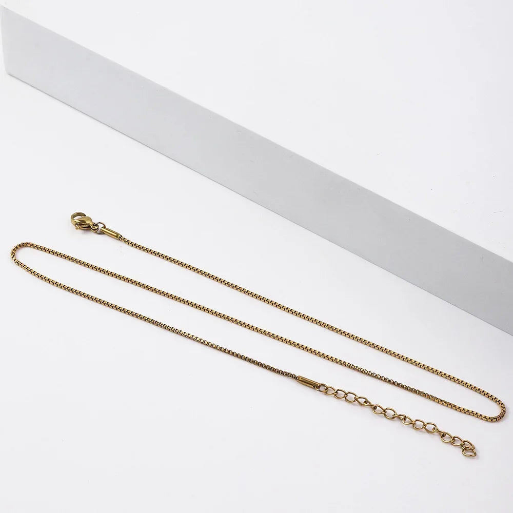 Stainless Steel Box Chain Necklace Unisex Jewelry Fashion