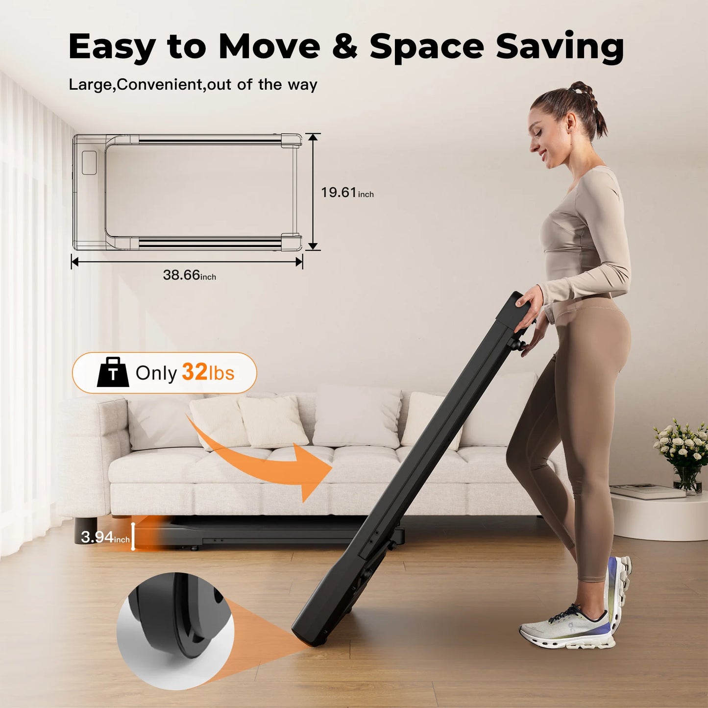 Superun Portable Under Desk Treadmill with Remote Control