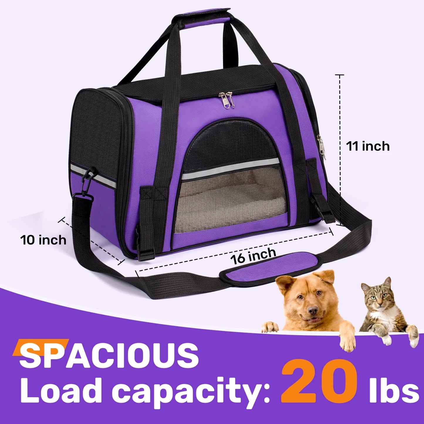 Closure AirlineApproved UltraDurable SoftSided PetCarrier TravelReady ForSmallPets