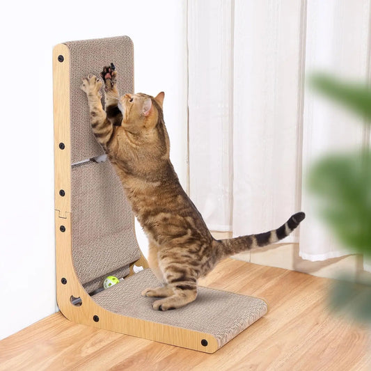 L Shape Cat Scratcher Pad For Indoor Cats Furniture Protector Cardboard Durable Safe Non Toxic