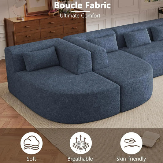 XMSJ Modular Sectional Sofa Boucle Fabric Modern Chaise
