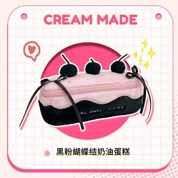 Hign-concerned Kawaii Plush Pencil Case Cherry Cake Design