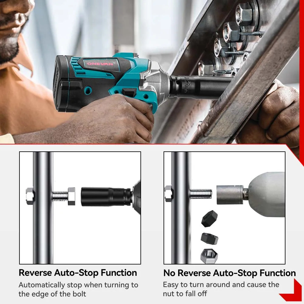 ONEVAN 1200Nm Brushless Cordless Impact Wrench With Makita Battery