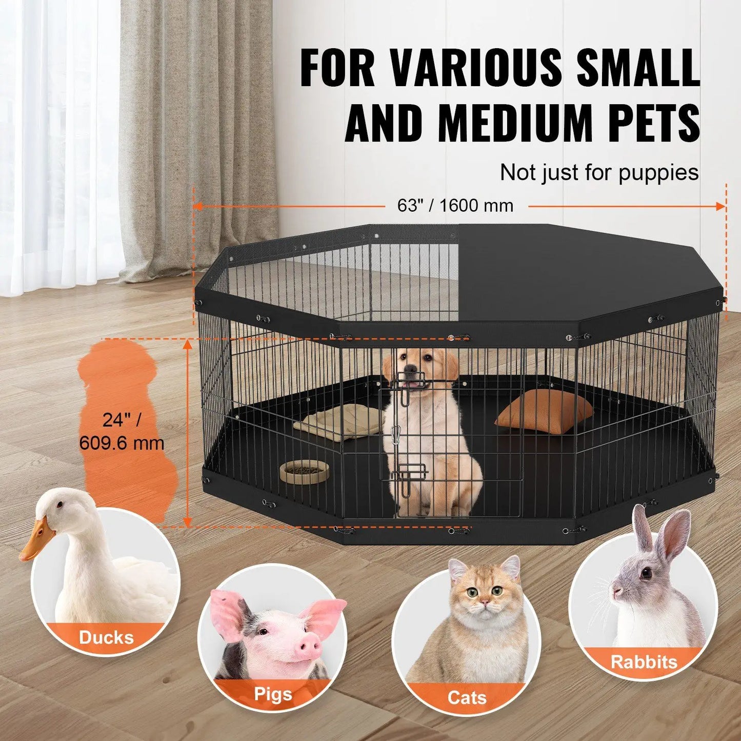 Hign-concerned Dog Playpen 8 Panels Foldable Exercise Pen