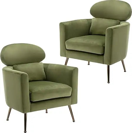 Accent Chair Set of 2 Upholstered Barrel Arm Chair for Living Room Bedroom Reception Room Office, Modern Soft Padded Single Sofa