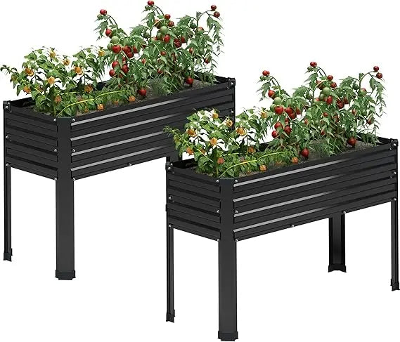 MGNO Galvanized Raised Garden Bed Outdoor with Legs,48×18×32in Metal Elevated Raised Planter Box for Backyard, Patio, Balcony, 3