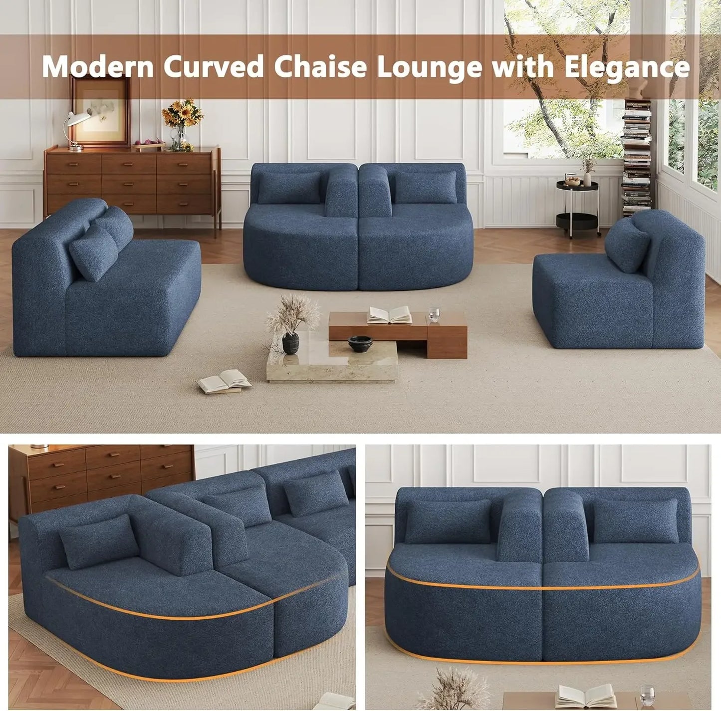 XMSJ Modular Sectional Sofa Boucle Fabric Modern Chaise