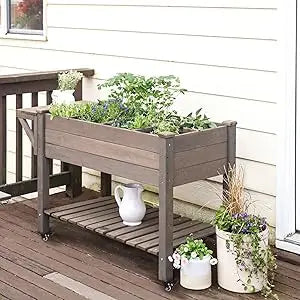 Aivituvin Raised Garden Bed, Elevated Wood Planter Box with Legs Stand for Backyard, Patio, Balcony w/Bed Liner, for Vegetables